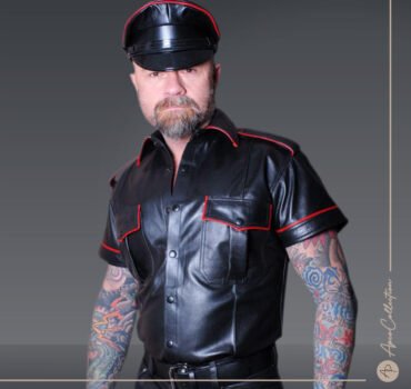 David Leather Police shirt with short sleeves