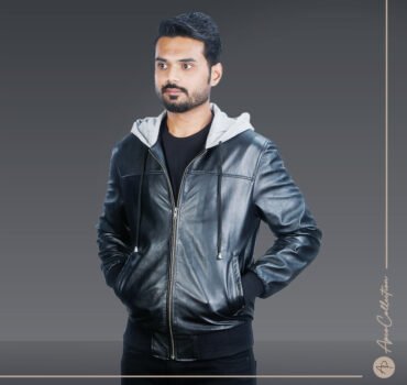 FZ Leather Hooded Bomber Jacket