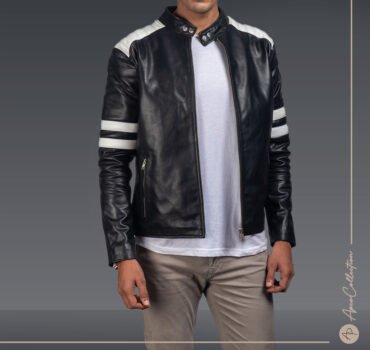Fran's Black & White Leather Biker Jacket