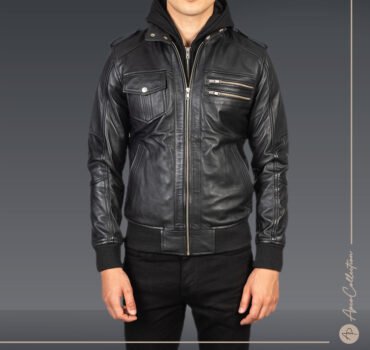 Martin Bravo Black Hooded Bomber Jacket