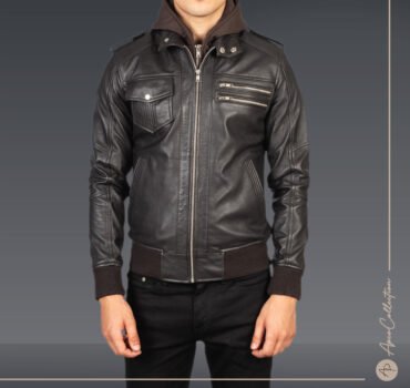 Martin ED Brown Hooded Leather Bomber Jacket
