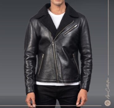 Martin White Shearling Black Leather Jacket