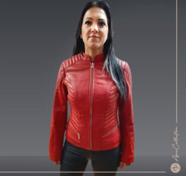 Moniek Greetz Red Leather Jacket Women