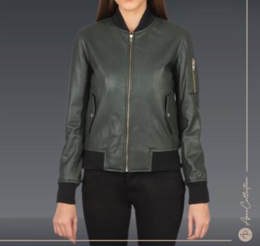 Sarah Green Leather Bomber Jacket