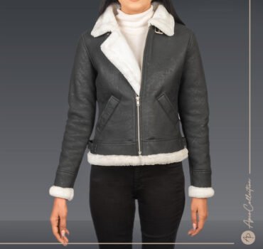Sherlyn WB-J Black & White Leather Bomber Jacket