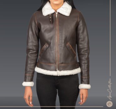 Sherlyn WB-J Distressed Brown Leather Bomber Jacket