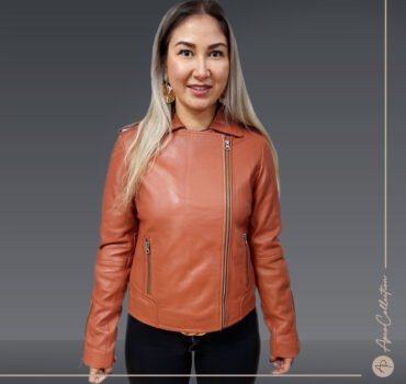Theressia Tan Brown Motor Biker Jacket